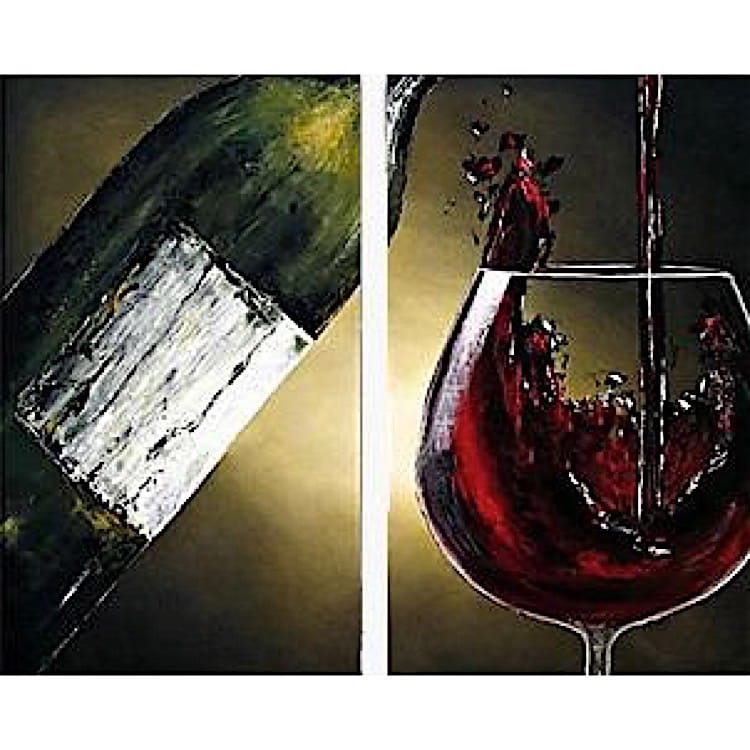 Olieverfschilderij rode wijn inschenken foto 1
