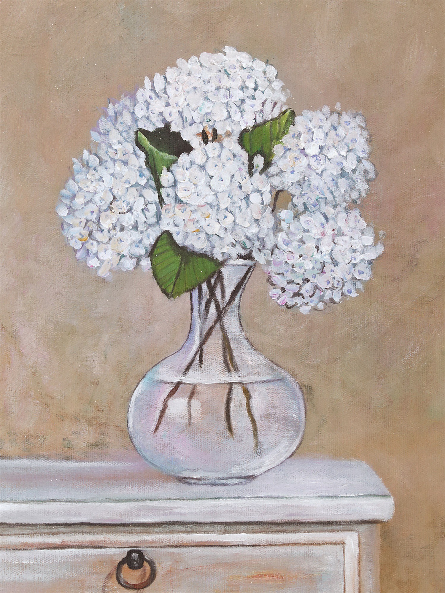 Victor Respectievelijk venster Schilderij witte bloemen in vaas | Kunst voor in huis