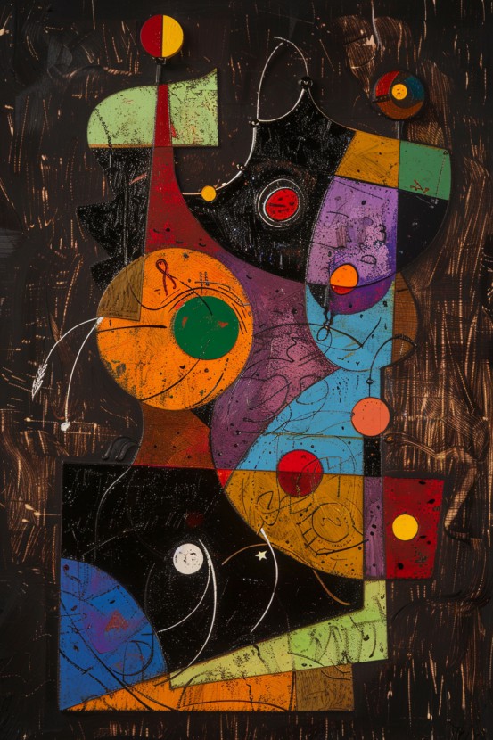Vloeibare Fantasie: Abstract schilderij in Miro's Stijl foto 1