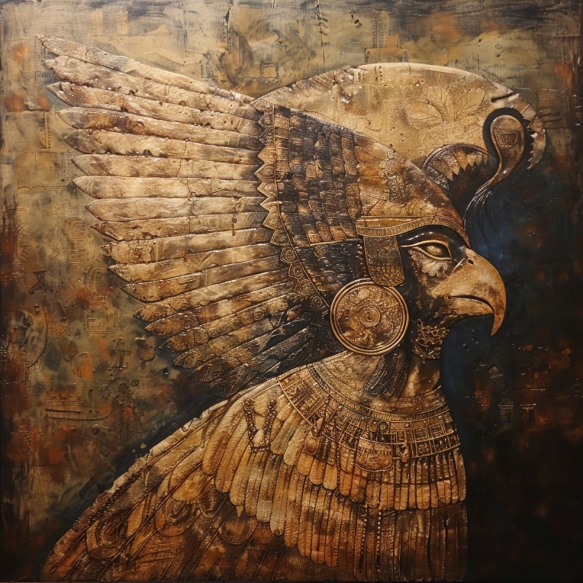 Anunnaki Vleugels: Mystiek Olieverfschilderij over ons verleden foto 1