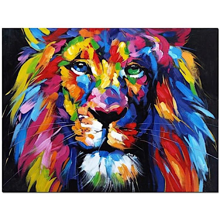 Tussen Vreemdeling overeenkomst Schilderij abstract gekleurde leeuw - Kopen | Kunst voor in huis