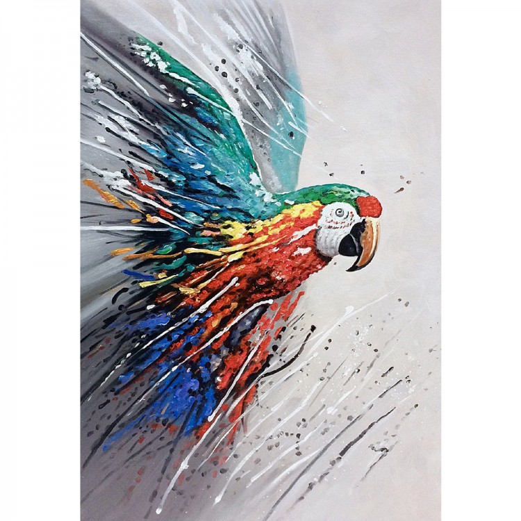 Zijn bekend weerstand bieden Meter Olieverf schilderij abstracte papegaai | Kunst voor in huis
