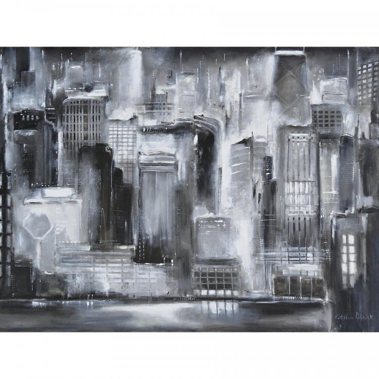 erts Pracht Slank Landschap Schilderij de stad zwart wit - kopen | Kunst voor in huis