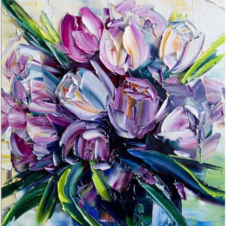 stoomboot Oceanië climax Paarse Tulpen bloemen schilderij - Kopen | Kunst voor in huis