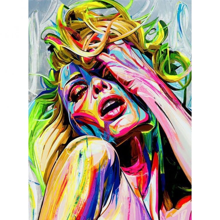 Kiwi Sobriquette als je kunt Olieverf schilderij vrouw kleurrijk mooi | Kunst voor in huis