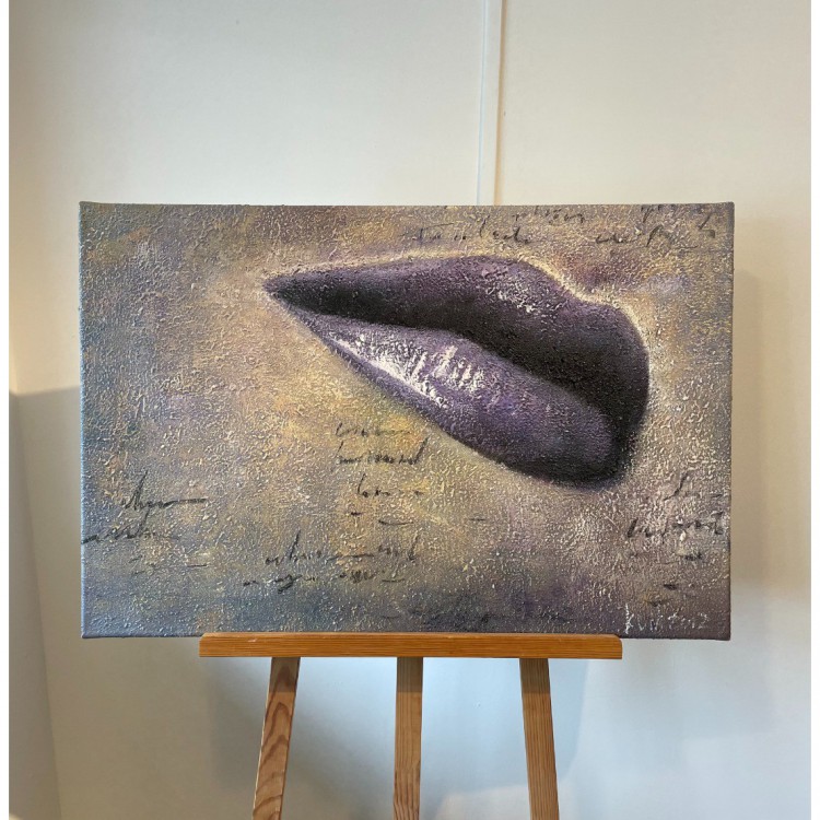 Uitverkoop schilderij paarse lippen foto 2