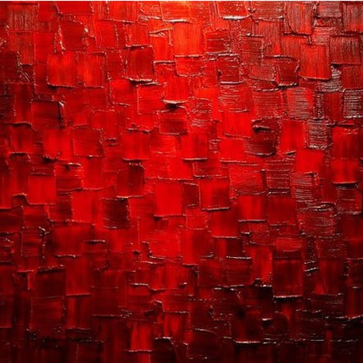 Keelholte worst gitaar Modern schilderij rode blokken - Kopen | Kunst voor in huis