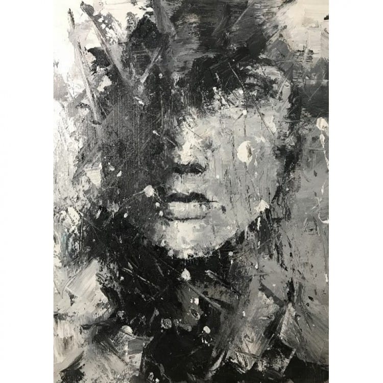 Alice Latijns typist Prachtig schilderij van vrouw in zwart wit | Kunst voor in huis