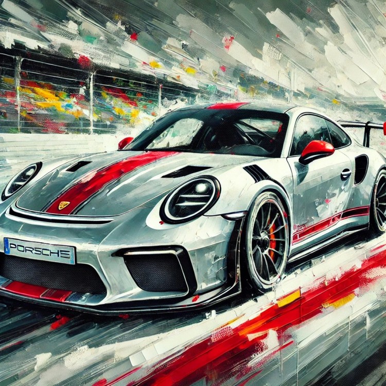 Schilderij Porsche GT3 RS - Dynamisch in Olieverf foto 1