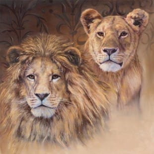 In dienst nemen koppel Uitdrukking Schilderij kopen van De leeuw en leeuwin | Kunst voor in huis