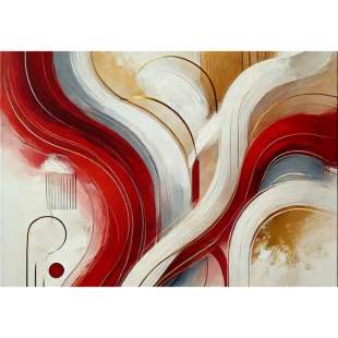 Abstract Schilderij rood wit goud - Te koop foto 2