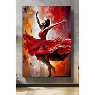 Rode Dans: Olieverf Schilderij van Dansende Vrouw design JP foto 1