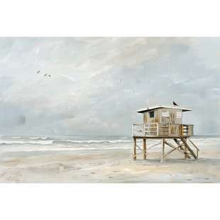 Kustwacht Kunst: Levendig Olieverf Schilderij van het Strand foto 1